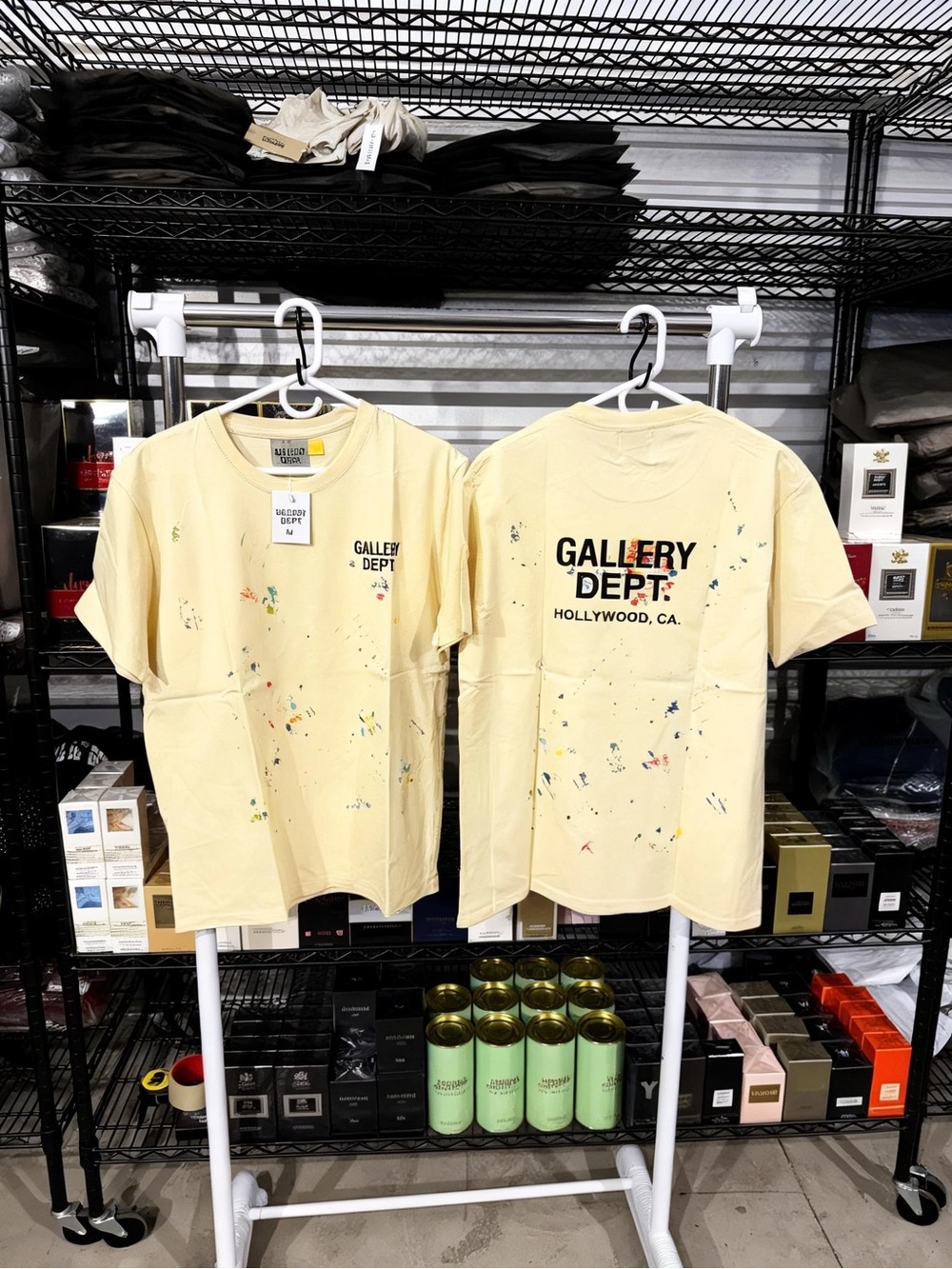 Pale Yellow Paint-Splatter Logo Tee
